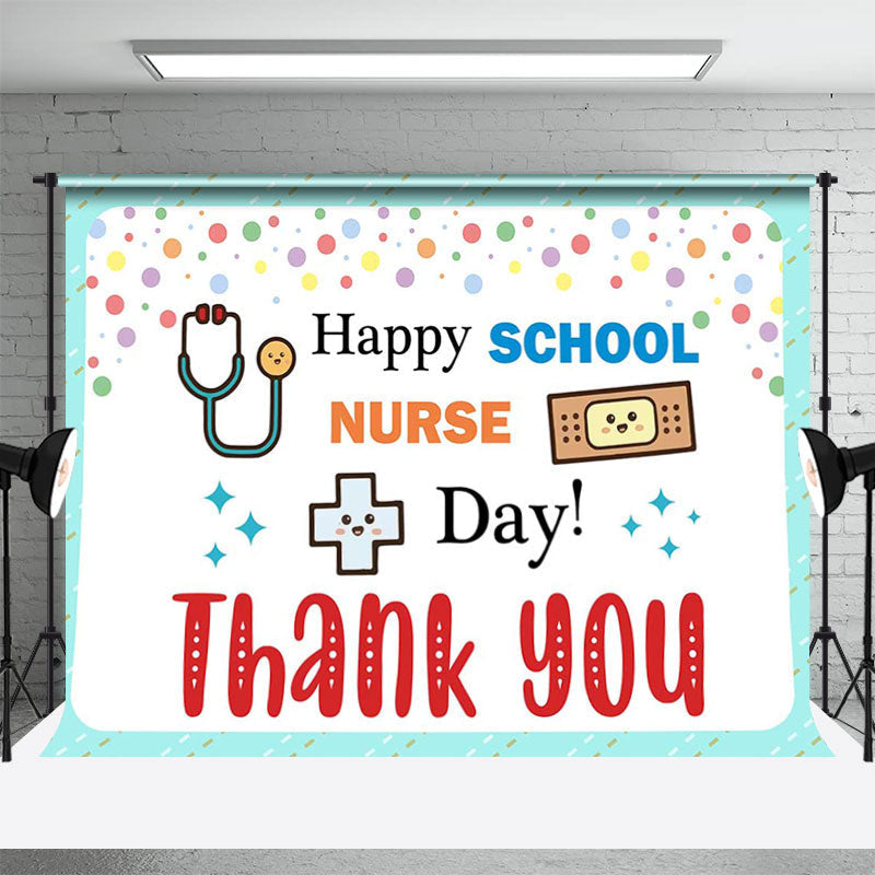 Lofaris Happy School Nurse Day White Thank You Backdrop