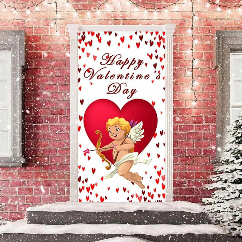 Lofaris Happy Valentines Day Cupid Hearts White Door Cover