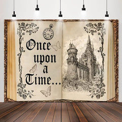 Lofaris Hardcover Beige Book Castle Birthday Backdrop