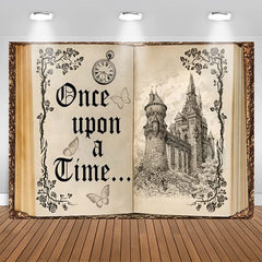 Lofaris Hardcover Beige Book Castle Birthday Backdrop