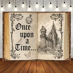 Lofaris Hardcover Beige Book Castle Birthday Backdrop