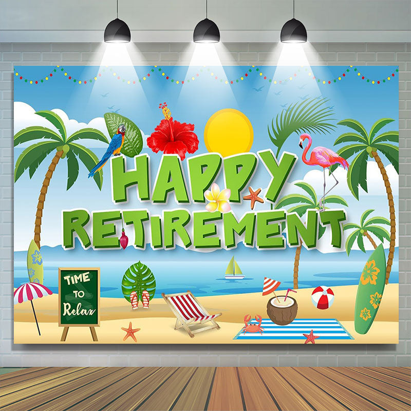 Lofaris Hawaii Coconut Sandbeach Happy Retirement Backdrop