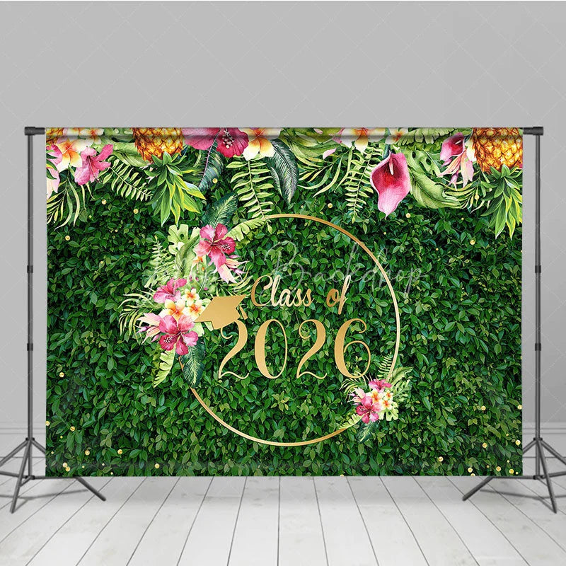 Lofaris Hawaii Floral Green Leaves Class Of 2026 Backdrop