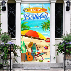 Lofaris Hawaiian Coast Beach Summer Birthday Door Cover