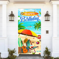 Lofaris Hawaiian Coast Beach Summer Birthday Door Cover