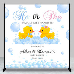 Lofaris He Or She Duck Bubble Custom Baby Shower Backdrop