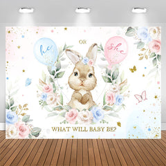 Lofaris He Or She Little Bunny Floral Baby Shower Backdrop