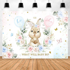 Lofaris He Or She Little Bunny Floral Baby Shower Backdrop