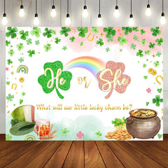 Lofaris He Or She Lucky Charm Clover Gender Reveal Backdrop