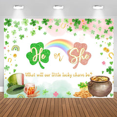 Lofaris He Or She Lucky Charm Clover Gender Reveal Backdrop