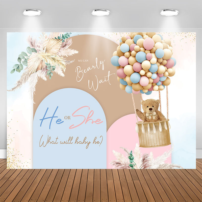 Lofaris He Or She Pink Blue Balloon Baby Shower Backdrop