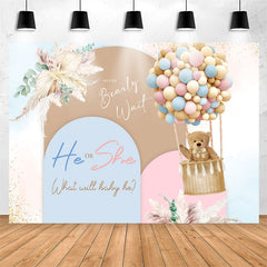 Lofaris He Or She Pink Blue Balloon Baby Shower Backdrop