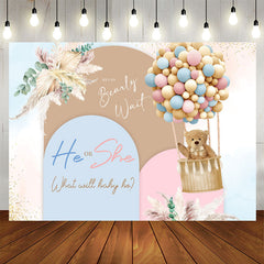 Lofaris He Or She Pink Blue Balloon Baby Shower Backdrop