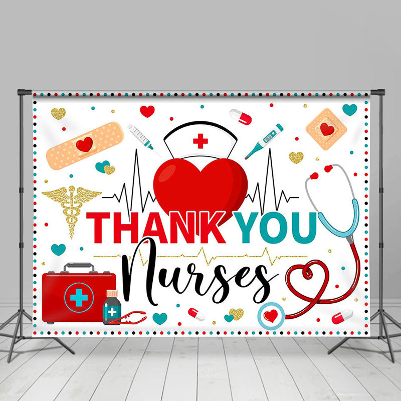 Lofaris Heart And Dot Thank You National Nurses Day Backdrop
