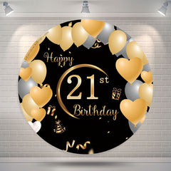Lofaris Heart Balloon 21st Happy Birthday Round Backdrop