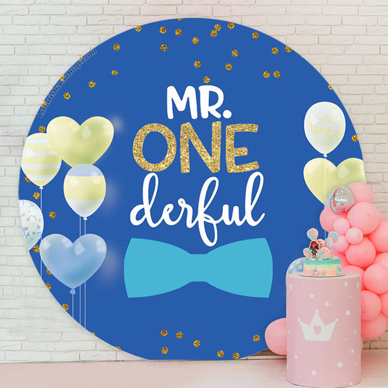 Lofaris Heart Balloon Boy Wild One Birthday Round Backdrop