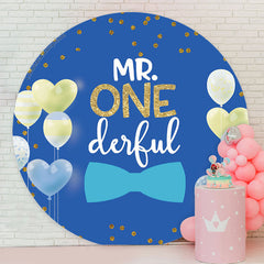 Lofaris Heart Balloon Boy Wild One Birthday Round Backdrop