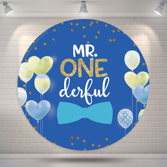 Lofaris Heart Balloon Boy Wild One Birthday Round Backdrop