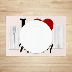 Lofaris Heart Beige Simple Mothers Day Set Of 4 Placemats