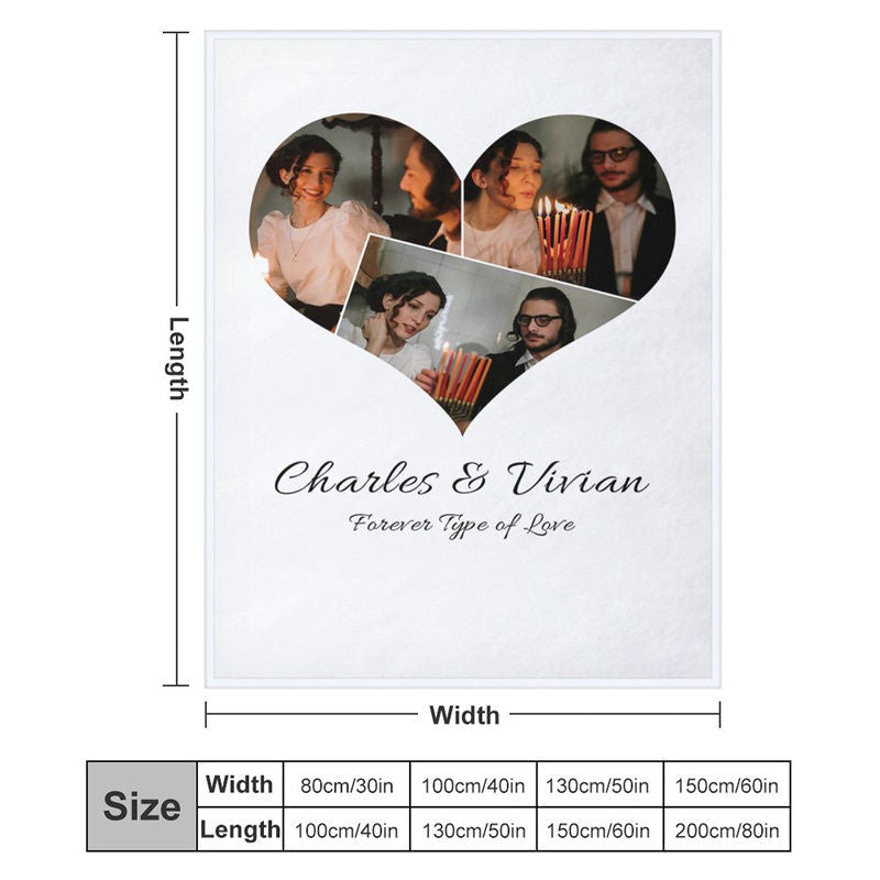 Lofaris Heart Custom Photo White Valentines Day Gift Blanket