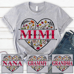 Lofaris Heart Flower Mimi And Kids Custom Family T - Shirt