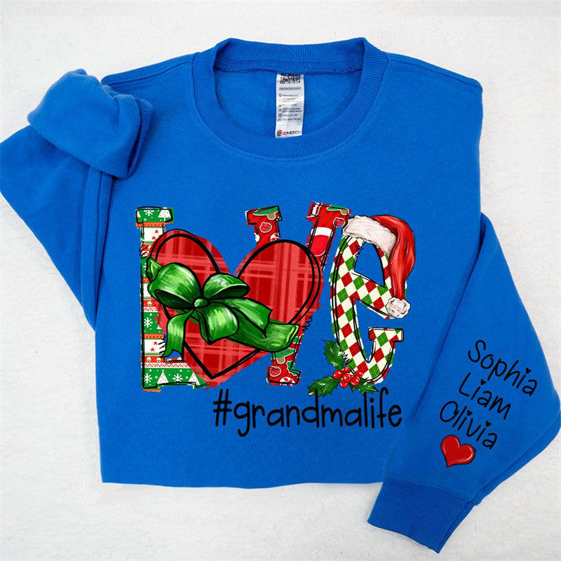 Lofaris Heart Love Grandmalife Custom Christmas Sweatshirt