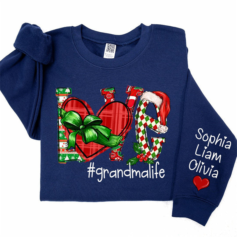 Lofaris Heart Love Grandmalife Custom Christmas Sweatshirt