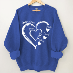 Lofaris Heart Mom Grandma And Kids Custom Name Sweatshirt