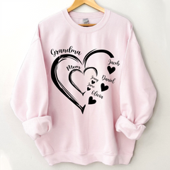 Lofaris Heart Mom Grandma And Kids Custom Name Sweatshirt