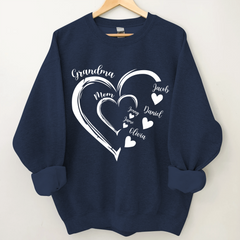 Lofaris Heart Mom Grandma And Kids Custom Name Sweatshirt