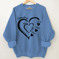 Lofaris Heart Mom Grandma And Kids Custom Name Sweatshirt