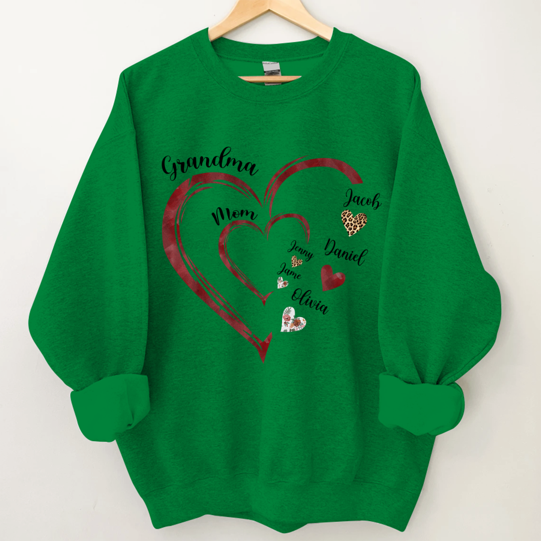Lofaris Heart Pattern Mom Grandma And Kids Custom Sweatshirt