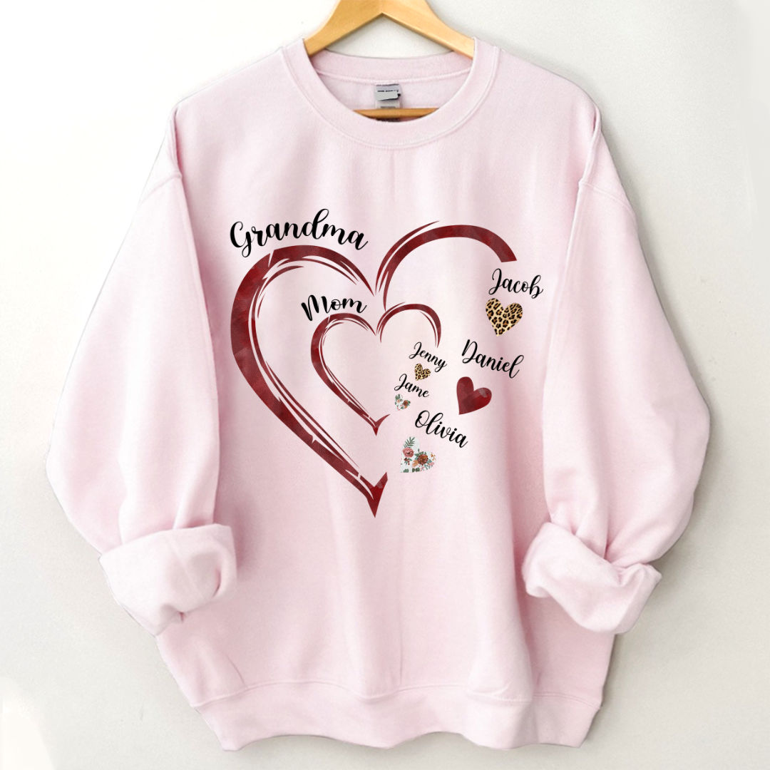 Lofaris Heart Pattern Mom Grandma And Kids Custom Sweatshirt