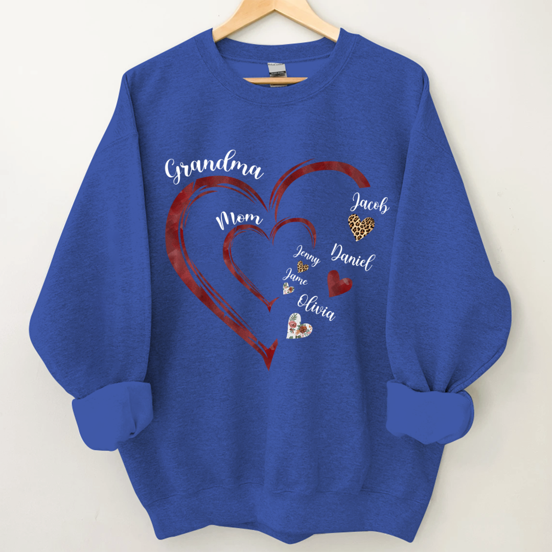Lofaris Heart Pattern Mom Grandma And Kids Custom Sweatshirt