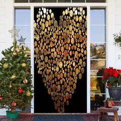 Lofaris Heart Shaped Gold Black Valentines Day Door Cover