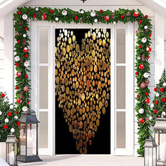 Lofaris Heart Shaped Gold Black Valentines Day Door Cover