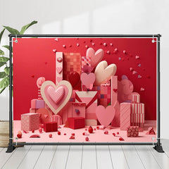 Lofaris Heart Toy Blocks Boxs Pink Valentines Day Backdrop