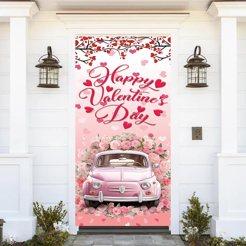 Lofaris Heart Tree Pink Floral Car Valentines Day Door Cover