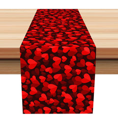 Lofaris Hearts Black Red Pattern Valentines Day Table Runner