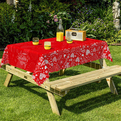 Lofaris Hearts Roses Bokeh Red Valentines Day Decor Tablecloth