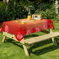 Lofaris Hearts Roses Dim Orange Bokeh Tablecloth For Decor