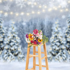 Lofaris Heavy Snowy Pine Forest Bokeh Photo Winter Backdrop