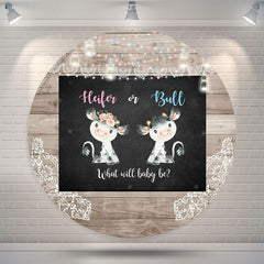 Lofaris Heifer Or Buff Wood Round Backdrop For Gender Reveal