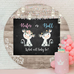 Lofaris Heifer Or Buff Wood Round Backdrop For Gender Reveal