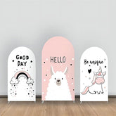 Lofaris Hello Alpaca Rainbow Unicorn Pink Arch Backdrop Kit