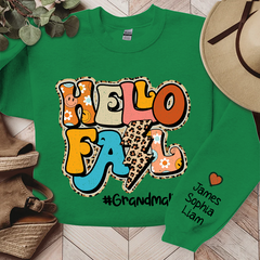Lofaris Grandma Life Hello Fall Sweatshirt Custom And Kids Autumn Gift TH