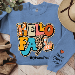 Lofaris Grandma Life Hello Fall Sweatshirt Custom And Kids Autumn Gift TH