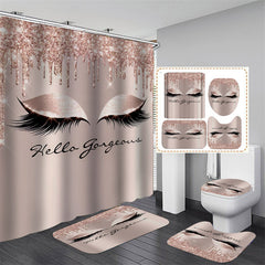 Lofaris Hello Gorgeous Rose Gold Glitter Bathtub Shower Curtain