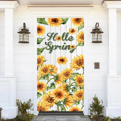 Lofaris Hello Spring Vibrant Yellow Sunflowers Door Cover
