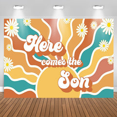 Lofaris Here Comes The Son Wave Pattern Baby Shower Backdrop
